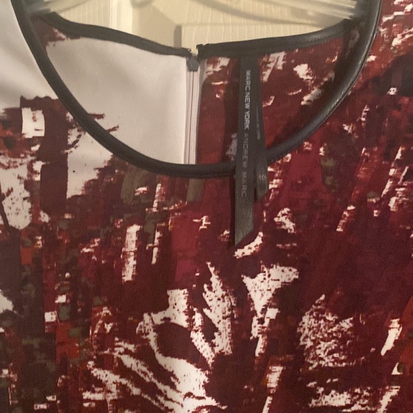 Burgundy and black with cream background, trimmed with black leather - Picture 2 of 4